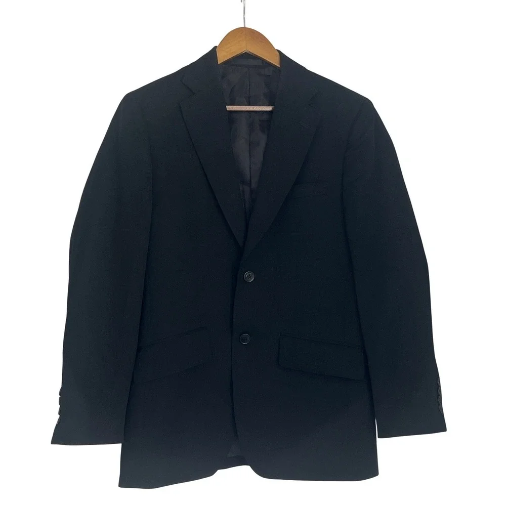 Armani Collezioni Black 100% Lane Wool Blazer Jacket Mens Size 40R‎